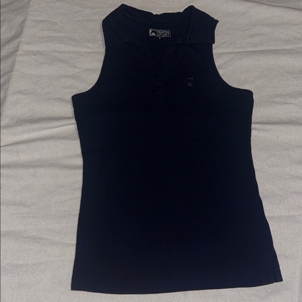Navy Collared V-Neck Tank Top